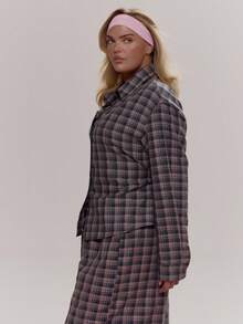 MUSERA Cinched Waist Checkered Shirt Cute Cosy Spring Everyday Sugar Swizzle - Multicolor - View 3