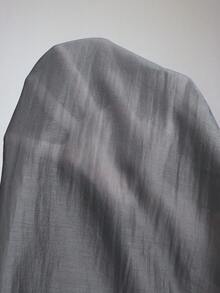 Ontre 女士圆领无袖半透明衬衫，侧边纽扣长款上衣，适合都市通勤、商务、休闲、圣诞节、新年派对等场合 - 灰色 - 查看 8