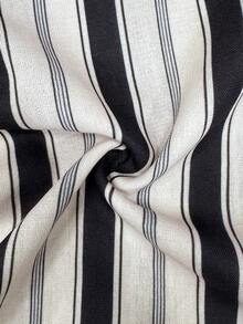 Franclia Women's Elastic Waist Striped Wide Leg Loose Casual Pants - Black - View 3