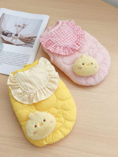 PETSIN 柔软可爱的小鸭宠物衣服，狗狗秋冬新品，泰迪熊，棉质夹子，保暖猫咪背心，背心