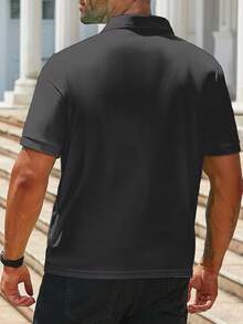 Manfinity Homme 男士纯色短袖 Polo 衫 男士 Polo 衫 男士翻领衬衫 黑色 Polo 衫 男士 Polo 衫 - 深灰色 - 查看 2