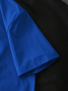 Manfinity Joysei Standard Fit Men's Navy Blue Short Sleeve T-Shirt - Royal Blue - View 3