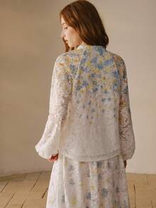 MOTF PREMIUM WOMEN'S FLORAL PRINT LANTERN SLEEVE BLOUSE - White - View 3