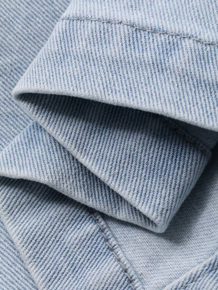 Men's Vintage Washed Blue Denim Suit, Summer