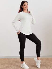 Easithlete Áo thun thể thao crop top đen áo thun tập gym áo thun bó sát áo ba lỗ tập luyện - trắng - Xem 4