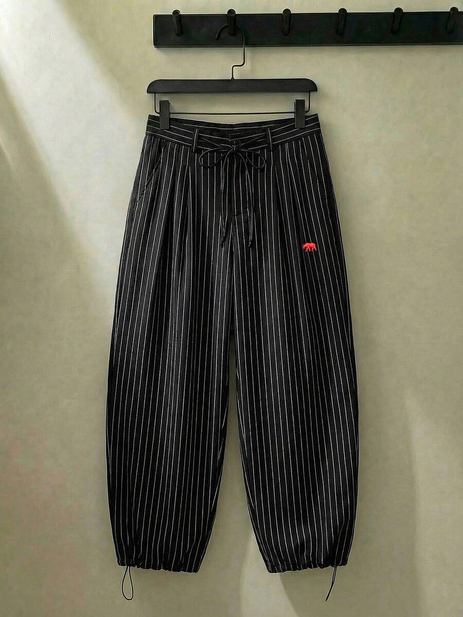 ESTAVOR Men's Casual Streetwear Striped Print Jogger Pants - Grey - View 1