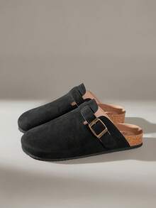 Solecia 女士平底软皮一脚蹬鞋，舒适百搭，适合通勤。 - 黑色 - 查看 3