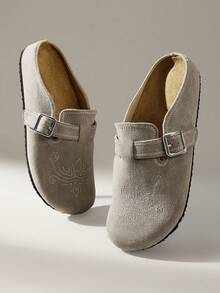 Solecia Women's Buckle Design Casual Versatile Flat Shoes - Grey - View 2