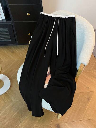 GlowEve CURVE 大码女式撞色抽绳腰阔腿宽松休闲裤