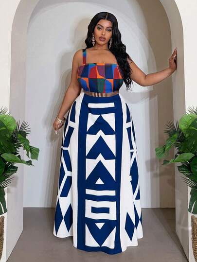 Veslaya 2026 Primavera/Verão Novo Vestido Quadrado de Alça Larga com Cintura em Linha A e Estampa Africana para Mulheres Plus Size, Adequado para Festivais de Música, Páscoa, Estilo Ocidental, Nômade, Festa de Aniversário, Formatura, Faculdade, Estudante, Uso Diário Casual, Básico, Lazer, Férias, Cruzeiro, Praia, Bronzeamento, Viral, Streetwear, Convidado de Casamento, Transporte, Brunch, Aeroporto, Festa, Passeio Feriado, Banquete Elegante, Baile, Casual, Elegante de Alta Qualidade