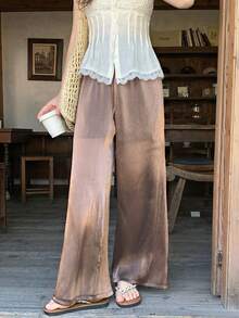 DAZY 女士韩式褶皱长裤 - 咖啡棕 - 查看 6