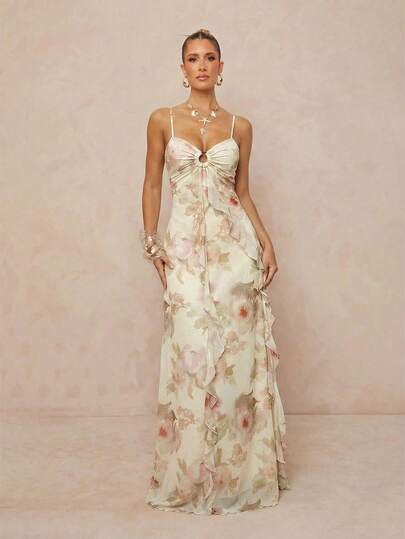 Lumalex Vestido de diosa sexy de alta gama con cintura fruncida, de moda para vacaciones en la playa