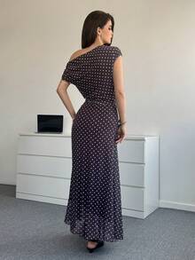 Modelyn 春季新款优雅扭结连衣裙，女士款 - 棕色 - 查看 6