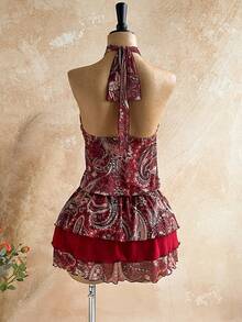 Soleia 女士度假休闲佩斯利印花露背吊带迷你连衣裙 - 彩色 - 查看 2