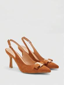 CUCCOO BIZCHIC 女士尖头搭扣设计时尚高跟鞋，适合日常穿着 - 芥末黃 - 查看 7