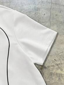 AXEPEAK Men's Printed Relaxed Fit Short Sleeve Knit Polo Shirt, School, Streetwear Essentials - White - View 4