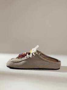 Solecia Women's Lace-Up Design Casual Slip-On Flat Shoes For Daily Wear - Grey - View 6