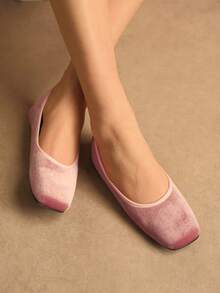 Rosivie Women's Square Toe Fashionable High Heels For Daily Commute - Barely Pink - View 5