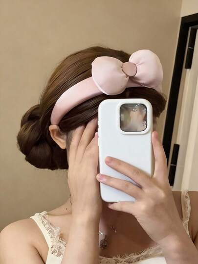 Joivida 1 Pc Soft Cute Bow Headband Winter Warm Hair Accessory For Valentine's Day New Year Back To School Gift Daily Wear Theme Party