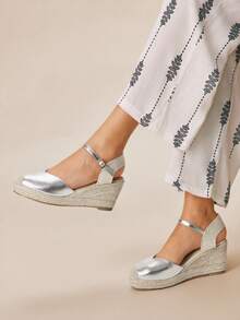 Styleloop 女士休闲百搭坡跟鞋 - 銀色 - 查看 6