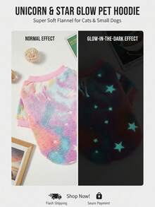PETSIN Áo nỉ ấm áp cho chó/mèo, in hình ngôi sao nhiều màu sắc, cổ tròn, thích hợp cho mùa thu/đông. - Nhiều màu - Xem 12