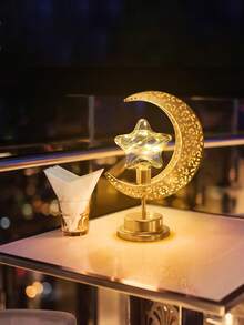 Teckwe 1pc Moon Shaped Diamond Decoration Light With 3 Shades & Dimming Feature, Suitable For Room, Desk, Dining Table, Bar, Party Decor - Yellow - View 3