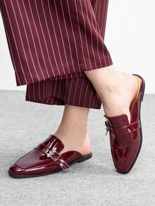 CUCCOO BIZCHIC Giày bệt nữ thời trang, đa năng, dễ xỏ chân, thích hợp cho dịp Giáng sinh - Màu Đỏ Sâu - Xem 1