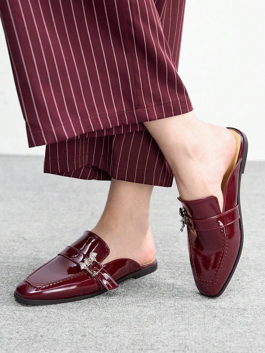 CUCCOO BIZCHIC Giày bệt nữ thời trang, đa năng, dễ xỏ chân, thích hợp cho dịp Giáng sinh - Màu Đỏ Sâu - Xem 1