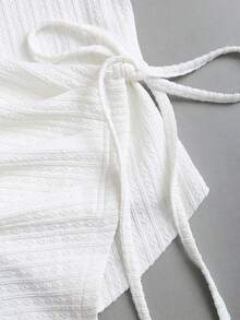 Sweetra Y2K Asymmetrical Hem Pleated Textured 2 Pieces Set, Versatile For Commuting & Wide-Leg - White - View 7