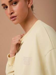 SURIMA 休闲简约印花连帽长袖宽松女式卫衣 - 米色 - 查看 4