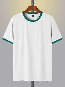 Claim Dot Áo thun nam tay ngắn cổ tròn phối màu tương phản, kiểu dáng thường ngày, đa năng. - Nhiều màu - Xem 3