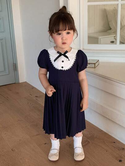 DAZY Toddler Girls' Pleated Knit Dress, Formal Outfit