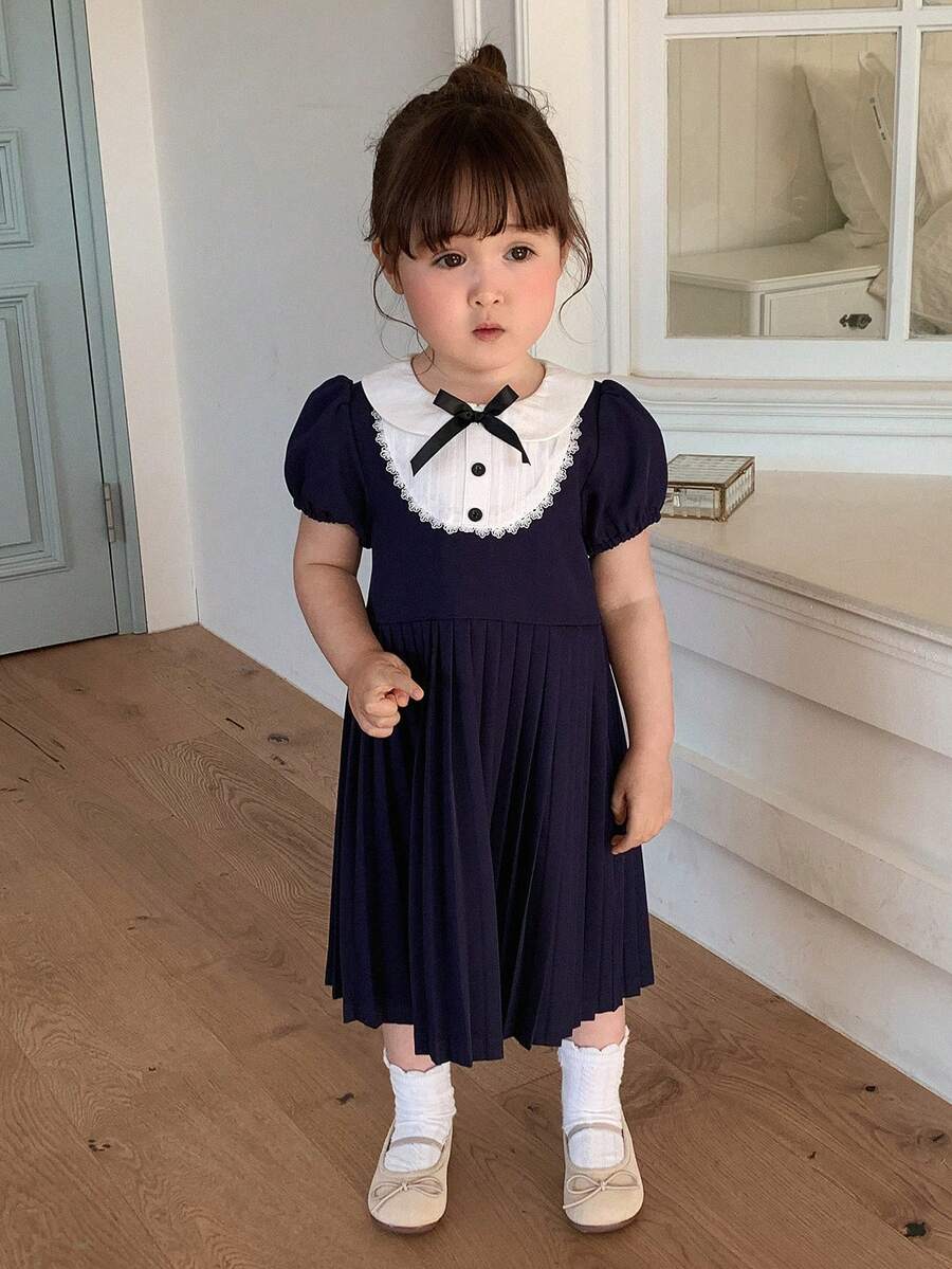 DAZY Toddler Girls' Pleated Knit Dress, Formal Outfit - Blue - View 1