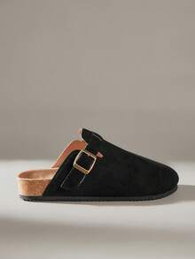 Solecia 女士平底软皮一脚蹬鞋，舒适百搭，适合通勤。 - 黑色 - 查看 1