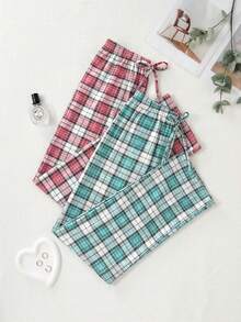 SHEIN 2packs Women Printed Pattern Casual Relax Sleep Bottom Set - Multicolor - View 5