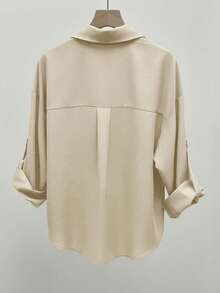 INAWLY Casual Layered Design Shirt, Suitable For Commuting In Autumn - Khaki - View 2