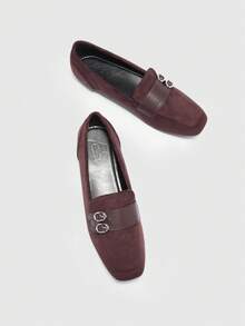 CUCCOO BIZCHIC Sheepskin Leather Vintage Style Comfortable Slip-On Shoes With Buckle Design, Versatile & Flattering For Commuting Spring Shoes - Coffee Brown - View 7