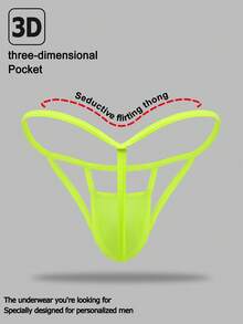 1pc Fashionable Charming Yellow Hollow Mesh Sexy Briefs For Men - Yellow - View 2
