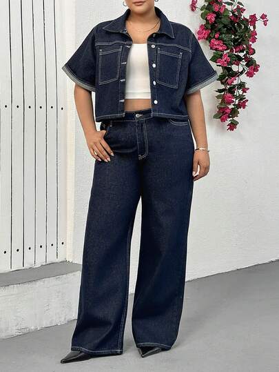 EURMUSE Spijkerpakken van denim in grote maten, bestaande uit twee delen