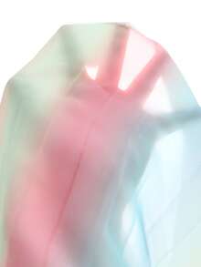 Girls' Chiffon Rainbow Print Cutout Neck Cap Sleeve A-Line Dress, Playful & Elegant, Suitable For Beach, Daily, Party Occasions - Multicolor - View 8