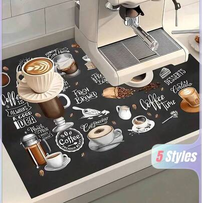 SHEIN 1Pc Mini Coffee Maker Kitchen Countertop Drip Pad, Mini Water Dispenser Strong Absorbent Pad, Coffee Bar Mat, Insulation Coaster, Oil Resistant Table Mat, Mini Coffee Bar Mat Accessories For Countertop Super Absorbent Anti-Slip Silicone Dish Drying Mats For Kitchen Counter Draining Pad Decor Gift Fit Coffee Maker Coffee Pot Espresso Machine Christmas For Holiday Gift Giving
