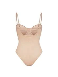 SHAPORA Women's Adjustable Strap Solid Color Bodysuit, Slim Fit For Everyday Wear - Apricot - View 6