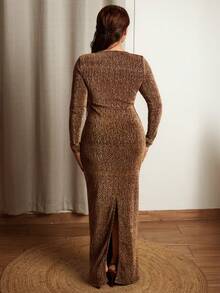 Lupita Cardoza Women's Rhinestone Embellished Fitted Long Dress - Gold - View 2