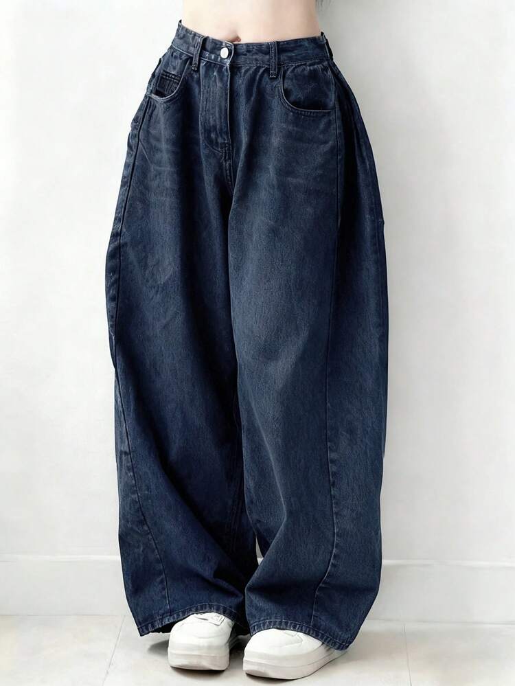 Women's Casual Fashion Street Chic Daily Commute Simple Versatile Loose Fit Wide Leg Jeans Y2k
