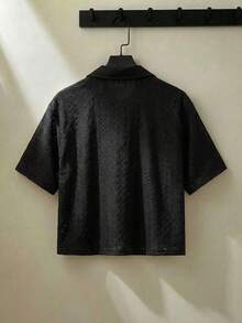 ESTAVOR Camisa de manga corta con textura y bordado para hombre, primavera/verano - Negro - Ver 2