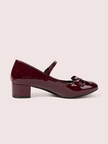 CUCCOO DOLLMOD Giày cao gót nữ thời trang đính nơ, giày công chúa phong cách Lolita, giày cao gót màu hồng dễ thương. - Màu Đỏ Sâu - Xem 10