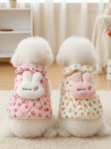 PETSIN 兔子背包、棉质裙子、狗狗衣服、猫咪泰迪熊、宠物毛绒玩具、小型犬、博美犬、秋冬季 - 彩色 - 查看 4