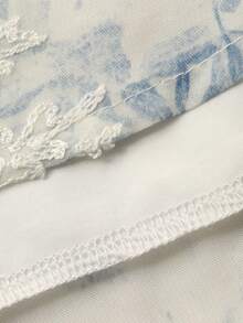 FRIFUL 女士全印花蓝色雪纺连衣裙，收腰设计，显瘦百搭 - 藍色 - 查看 3