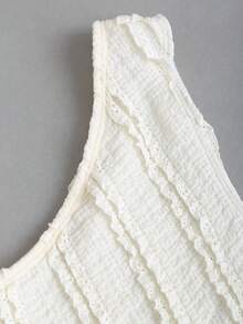 Sweetra Women's Asymmetric Hem Elegant Sexy Textured Blouse - Apricot - View 5