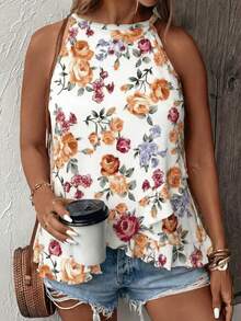 EMERY ROSE New Fashion Printed Versatile Plus Size Women Casual Sleeveless Top - Multicolor - View 1